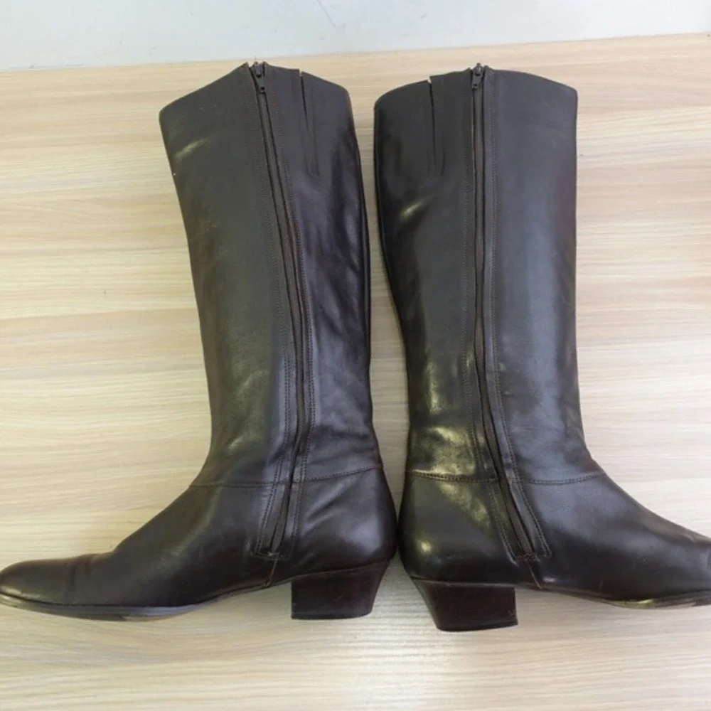 Y2K Knee High Boots‎ Womens 7.5 N Brown Leather Downtown Girl SELBY Old Money